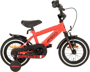 AMIGO Speeder 12 Inch 21,5 cm Jongens Terugtraprem Rood|Zwart