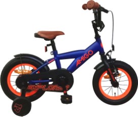 AMIGO Explorer 12 Inch 20 cm Jongens Terugtraprem Blauw|Oranje