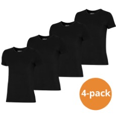 Apollo T shirt Heren Bamboo Basic V neck Zwart 4 pack XL