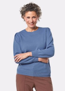 Zachte tricot pullover met moderne ballonmouwen blauw | Size 25