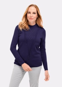 Pullover in twinsetlook donkerblauw | Size 42