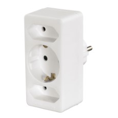 Hama 3 Way Multi Plug 2 Euro Sockets|1 Socket With Earth Contact White