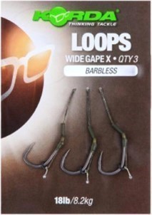 Korda Loop Rigs DF Wide Gape Barbless 18lb Maat 6