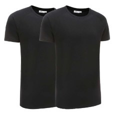 Ollies Fashion T|Shirt heren zwart basic 2 pack S