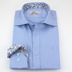Ollies Fashion Overhemd heren lichtblauw wit twill 41|42