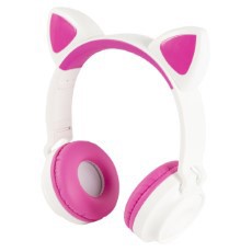 Silvergear Draadloze Kinderkoptelefoon met Kattenoortjes wit roze