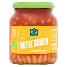 Jumbo Witte Bonen in Tomatensaus Biologisch Glazen Pot 360g