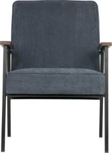 WOOOD Sally Fauteuil Ribstof Staalblauw 87 x 65 x 82 cm